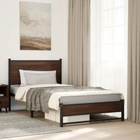 Metal Bed Frame without Mattress Oak 100x190 cm