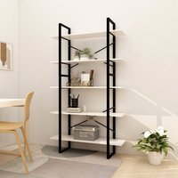 Berkfield Home 5-Tier Book Cabinet White 100x30x175 cm Pinewood | Size: 100 x 30 x 175 cm