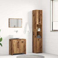 Berkfield Home 3 Piece Bathroom Furniture Set Old Wood Engineered Wood in Brown