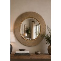 Yearn Mirrors Large Round Gold Ribbed Mirror Bevelled
