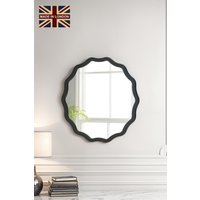 Yearn Mirrors Black Ripple Framed Circular Wall Mirror 60x60cm | Size: 60x60 cm