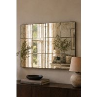 Yearn Mirrors Antique mottled panelled Mirror 123x92cm in Black | Size: 123x92 cm