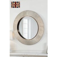Yearn Mirrors Aubry Round Ribbed Silver Mirror in Metallic Silver