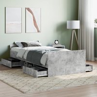 Berkfield Home Bed Frame with Headboard & Footboard Concrete Grey 90x200 cm
