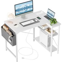 BEXEVUE L-Shaped Computer Gaming Desk with Power Outlets 100×70/120x70cm in White | Size: 120 cm x 70 cm