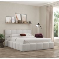 Ovella Cubed Upholstered Boucle Dove Bed Double