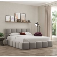 Ovella Cubed Upholstered Plush Pebble Bed Double