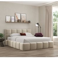 Ovella Cubed Upholstered Plush Bed Ottoman Gas Lift Double