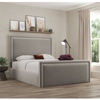 Verona Pipping Upholstered Plush Pebble Bed Double