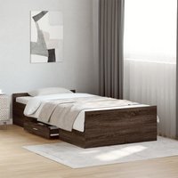Berkfield Home Bed Frame with Drawers without Mattress Brown Oak 75x190 cm Small Single