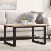 Coffee Table O Frame 80x80x45.5 cm Solid Wood Pine & Steel
