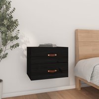 Berkfield Home Wall-mounted Bedside Cabinet Black 50x36x40 cm | Size: 50 x 36 x 40 cm