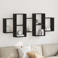 Berkfield Home Wall Shelf Black Oak 159x18x65 cm Engineered Wood | Size: 159 x 18 x 65 cm