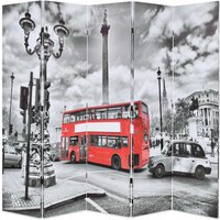 Berkfield Home Folding Room Divider 200x170 cm London Bus Black & White