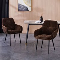 Padded Dining Chair Set 2 Chenille Fabric Vanity Armchair Pack