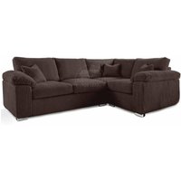 Furnishings For Less UK Delta Large 4 Seater Corner Sofa Right Hand Facing Jumbo Cord L Shape in Brown