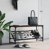 Berkfield Home Shoe Rack Brown Oak 90x30x45 cm Engineered Wood | Size: 90 x 30 x 45 cm