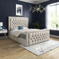 Kingston Upholstered Soft Cream Velvet Bed Frame Double