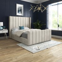 Oxford Upholstered Soft Touch Plush Cream Velvet Bed Frame Double