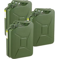 Pegdev 20L Heavy Duty Jerry Cans UN Certified Portable Fuel Container Pack of 3 in Dark Green