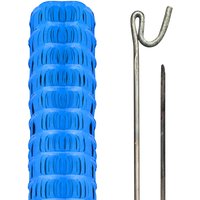 Pegdev Highly Durable Blue Plastic Barrier Fencing with Steel Pins 25m 20 Pins