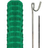 Pegdev Highly Durable Green Plastic Barrier Fencing with Steel Pins 25m 20 Pins