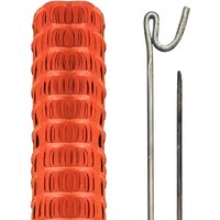 Pegdev Highly Durable Orange Plastic Barrier Fencing with Steel Pins 20m 10 Pins