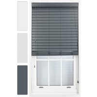Furnished Venetian Window Blinds Faux Wood 50mm Slats in Dark Grey | Size: 85 cm width x 150 cm drop