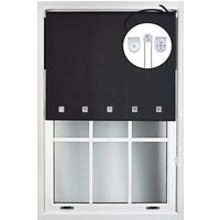 Furnished Black Blackout Roller Blind with Chrome Square Eyelets & Metal Fittings | Size: 150 cm width x 165 cm drop