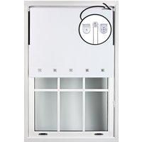 Furnished White Blackout Roller Blind with Chrome Square Eyelets & Metal Fittings | Size: 150 cm width x 165 cm drop