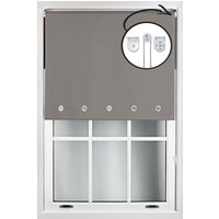 Dark Grey Blackout Roller Blinds Chrome Round Eyelets & Metal Fittings cm width x 210 cm drop
