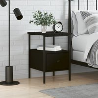 Berkfield Home Bedside Cabinet Black 34x36x50 cm Engineered Wood | Size: 34 x 36 x 50 cm