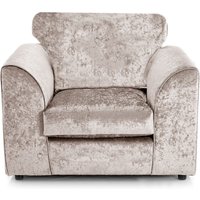 Furnishings For Less UK Crystal Crushed Velvet Single Seater Armchair Curved Arm in Beige