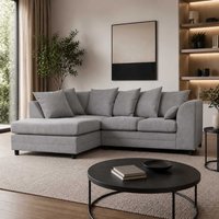 Furnishings For Less UK Casper Chenille 3 to 4 Seater L Shaped Corner Sofa Left Hand Facing in Grey