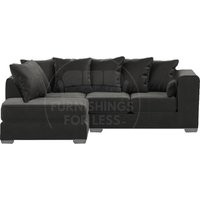 Ella Boxed Arm Plush Velvet 3 to 4 Seater L Shaped Corner Sofa Grey Left Hand Facing