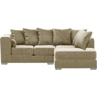 Ella Boxed Arm Plush Velvet 3 to 4 Seater L Shaped Corner Sofa Gold Right Hand Facing