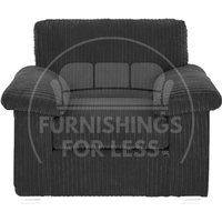 Furnishings For Less UK Delta Large Fabric Armchair Sofa Padded Arms Jumbo Cord in Black