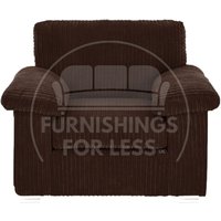 Furnishings For Less UK Delta Large Fabric Armchair Sofa Padded Arms Jumbo Cord in Chocolate