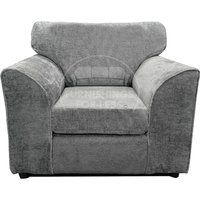 Furnishings For Less UK Monaco Chenille Fabric Single Seater Armchair Curved Arm in Light Grey