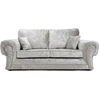 Furnishings For Less UK Chelsea Crushed Velvet Large 3 Seater Sofa Rolled Arms in Silver