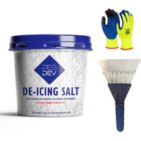 Pegdev White De-Icing Salt with Car Window Scraper & Thermal Gloves Rapid Formula 1.5kg