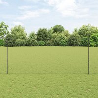 Berkfield Home Fence Posts 22 pcs U-Channel Grey 140 cm Steel, Hexagon Fence Grey 1.4x50 m Steel