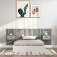 Berkfield Home Bed Headboard with Cabinets Grey Sonoma Engineered Wood