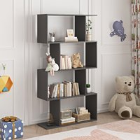 Bookcase S Shaped 4 Tier Bookshelf Display Rack Book Storage Stand Shelves Home