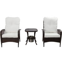 3 PCS Garden Bistro Set Glass Table Ice Bucket Swivel B