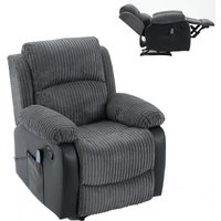 FURNITURE ONE Massage Recliner Sofa, Corduroy Fabric Electric Recliner Massage Armchair in Grey | Size: 1 Seater