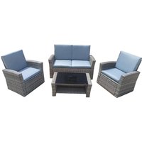 FURNITURE ONE 4 Piece Rattan Garden Furniture Set, Patio Wicker Conversation Set in Grey | Size: 1 Pack