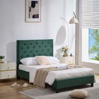 Upholstered Platform Bed Frame Adjustable Button Tufted Headboard King