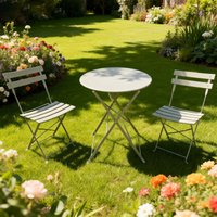 Metal Bistro Set Folding Patio Table & Chairs Set 2 Seater