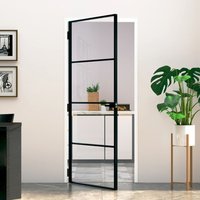 Interior Door 83x201.5 cm Tempered Glass&Aluminium